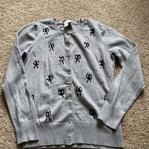 Loft bow sequin cotton knit sweater cardigan